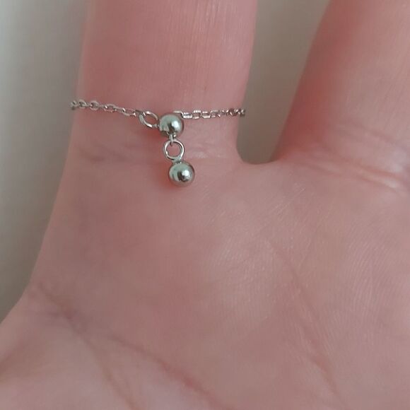 925 Sterling Silver Platinum Plated Blue Eye Chain Ring - Picture 5 of 5